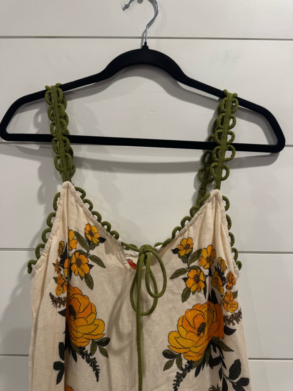 Farm Rio v neck A line cream yellow green floral maxi dress - Picture 5 of 13